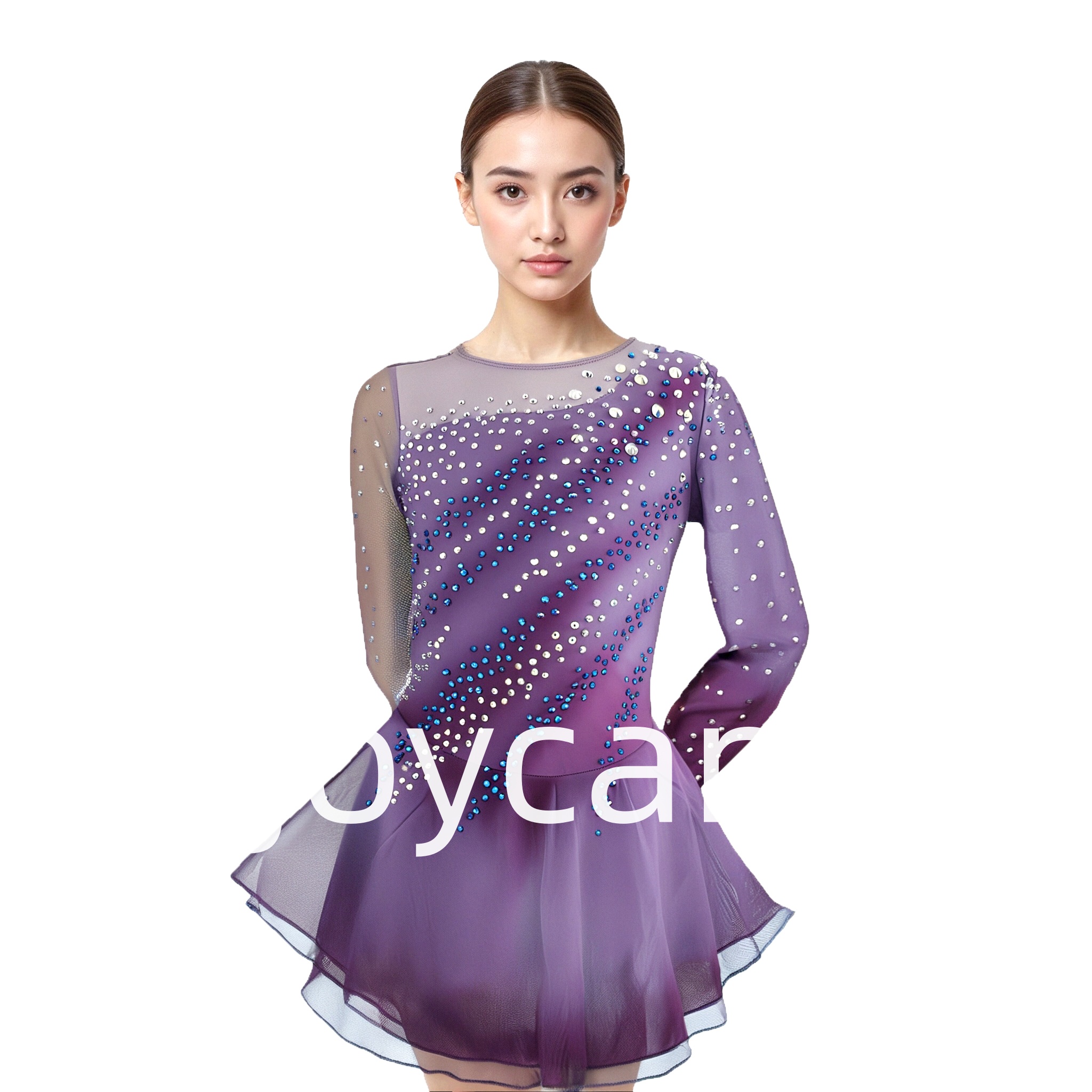 Joycan Ice Skating Dress Elegant Long Sleeves Elegant Purple JSK263