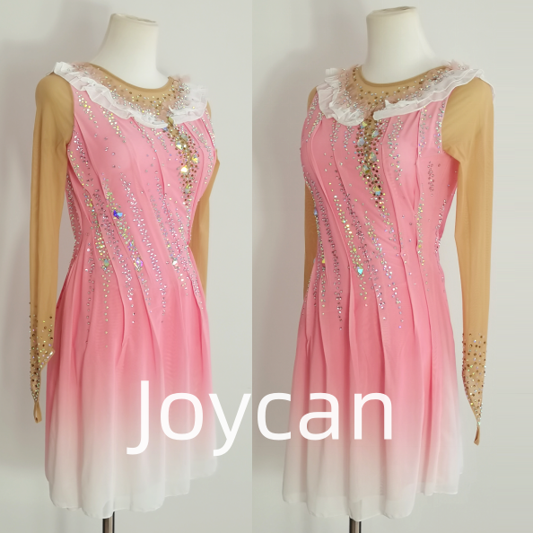 Joycan Ice Skating Dress Elegant Long Sleeves Elegant Pink JSK264