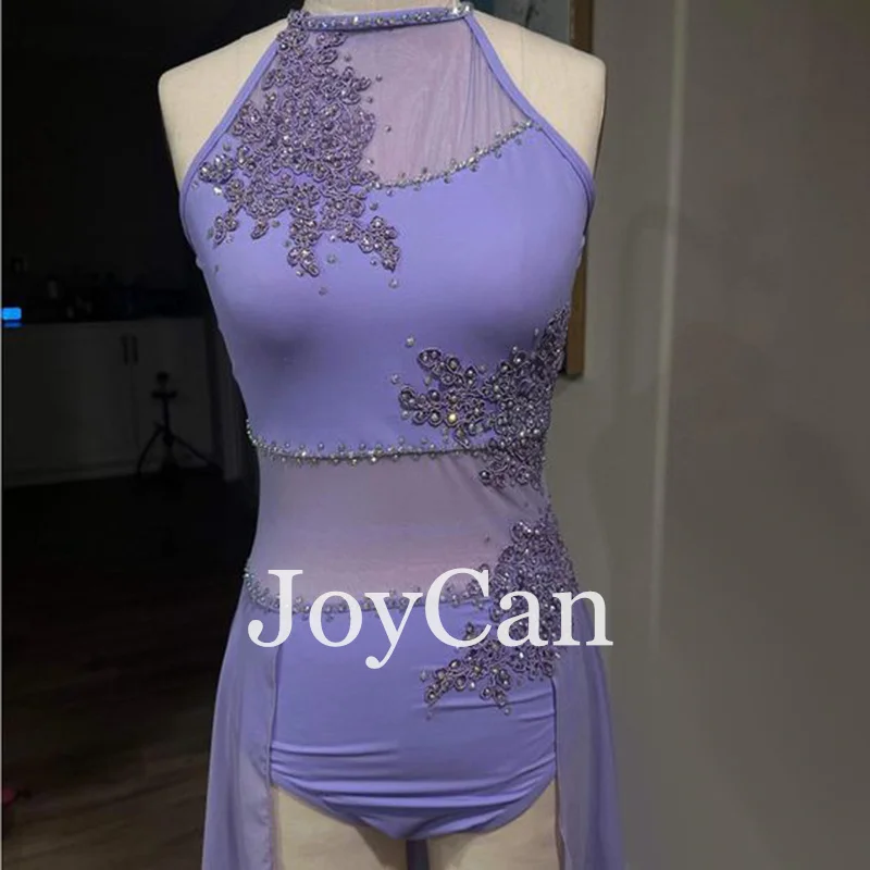 JoyCan Lyrical Dance Dress Purple  Jazz Dance Costume Pole Dancing Clothes Girl Performance Training