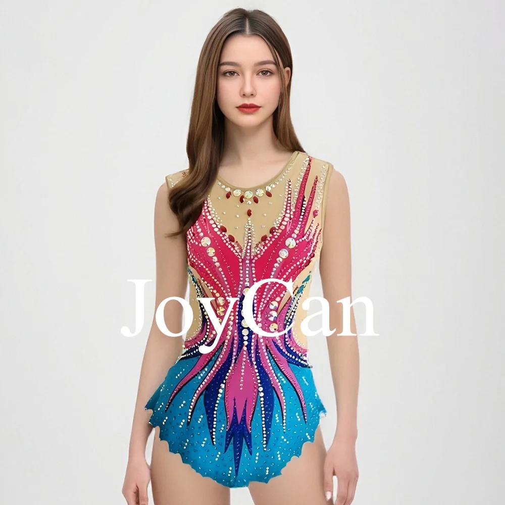JoyCan Rhthmic Gymnastics Leotards Girls Women Pink Spandex Elegant Dance Wear for Competitiion
