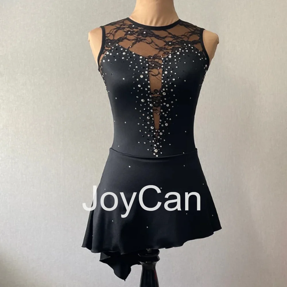 JoyCan Ice Figure  Skating  Dress Girls Black Spandex Stretchy Competition Dance Wear Customized
