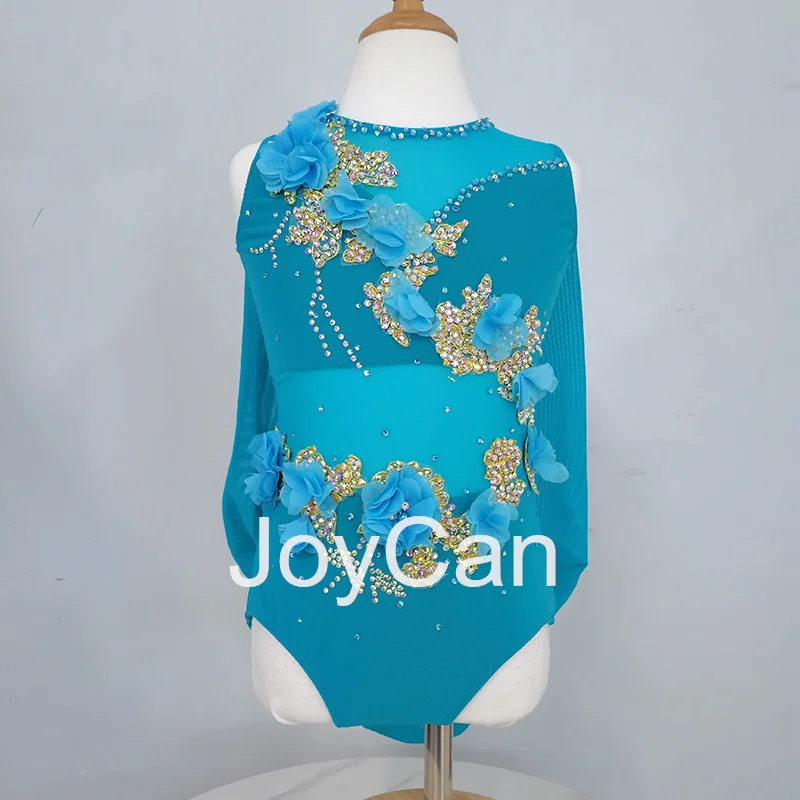 JoyCan Lyrical Dance Dress Blue Jazz Dance Costume Pole Dancing Clothes Girl Performance Training