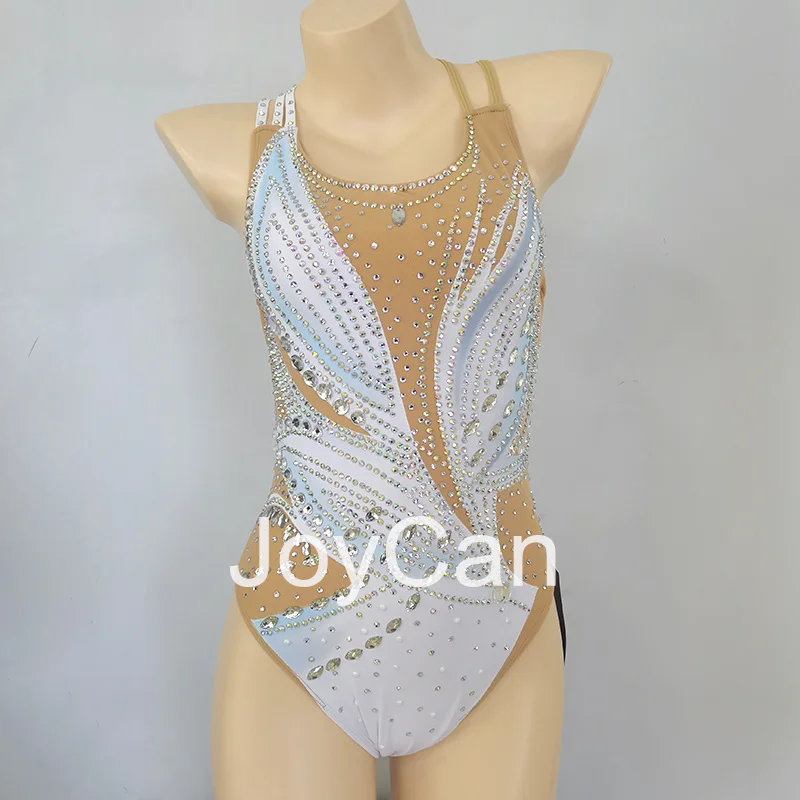 JoyCan Swimming suits Girls Women White Synchronized Swimming Wear for Competitiion