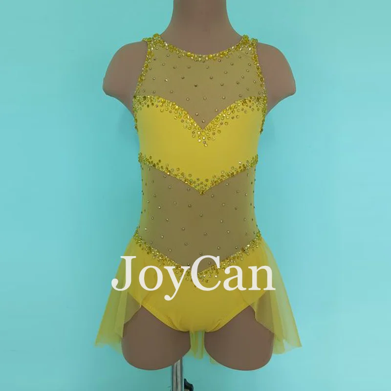 JoyCan Lyrical Dance Dress Yellow  Jazz Dance Costume Pole Dancing Clothes Girl Performance Training