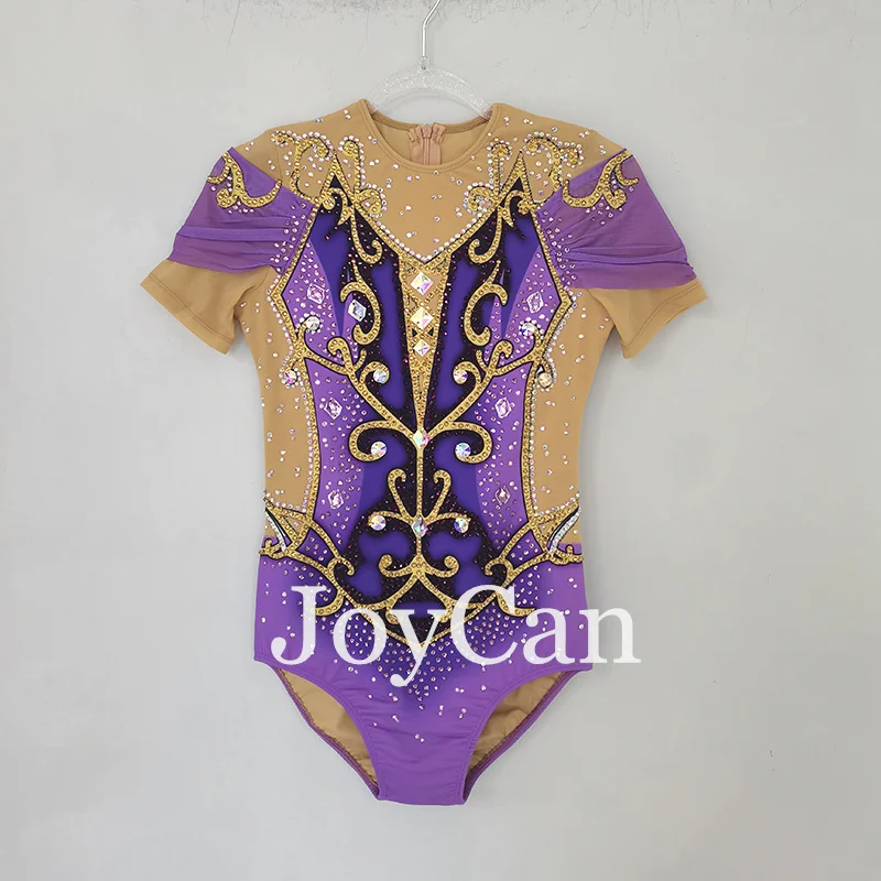 JoyCan Rhthmic Gymnastics Leotards Girls Women Purple Spandex Elegant Dance Wear for Competitiion