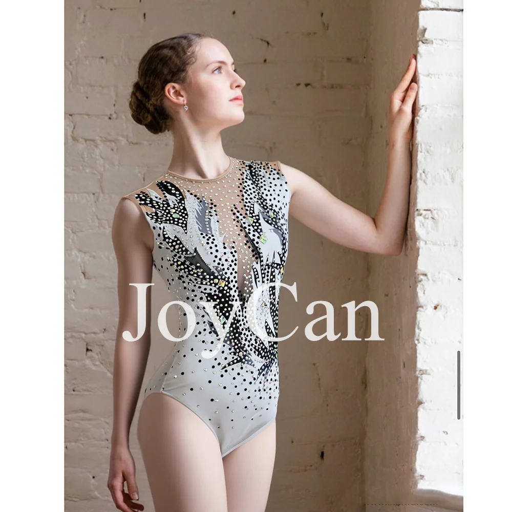 JoyCan Women's Black Competitive Dance Swimsuit Synchronized Swimming Tights for Training Performance Ballroom Wear