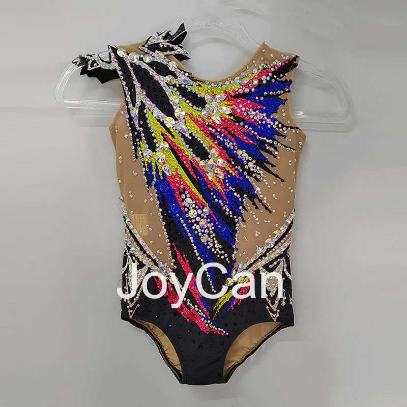 JoyCan Rhthmic Gymnastics Leotards Girls Women Dark Black Spandex Elegant Dance Wear for Competitiion