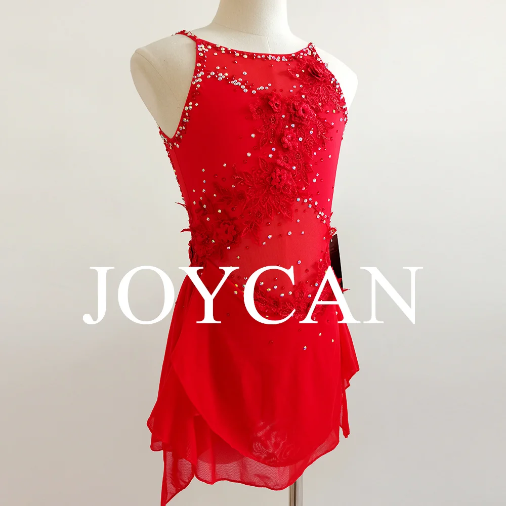 JoyCan Lyrical Dance Dress Hot Red Jazz Dance Costume Pole Dancing Clothes Girl Performance Training