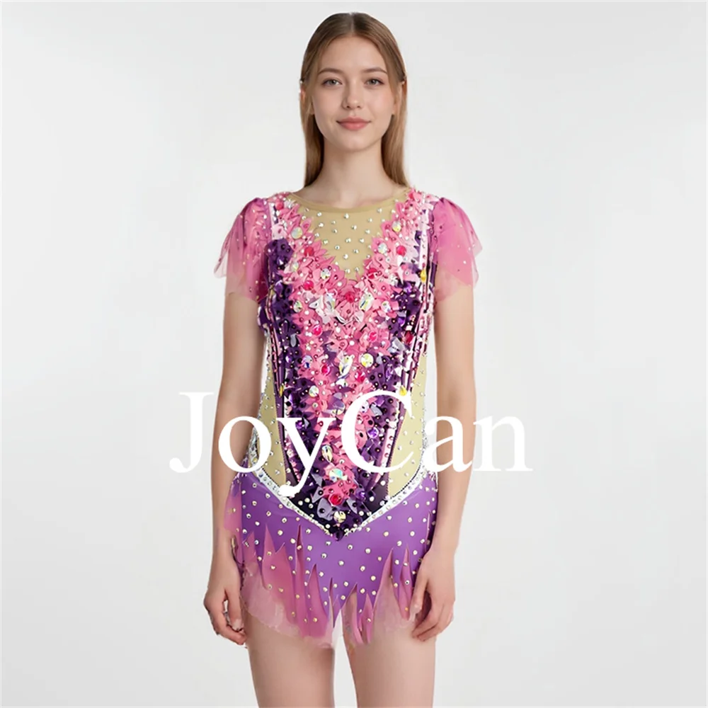 JoyCan Custom Girls Dress New Women's Competition Pink Leotard Ballroom Performance Wear