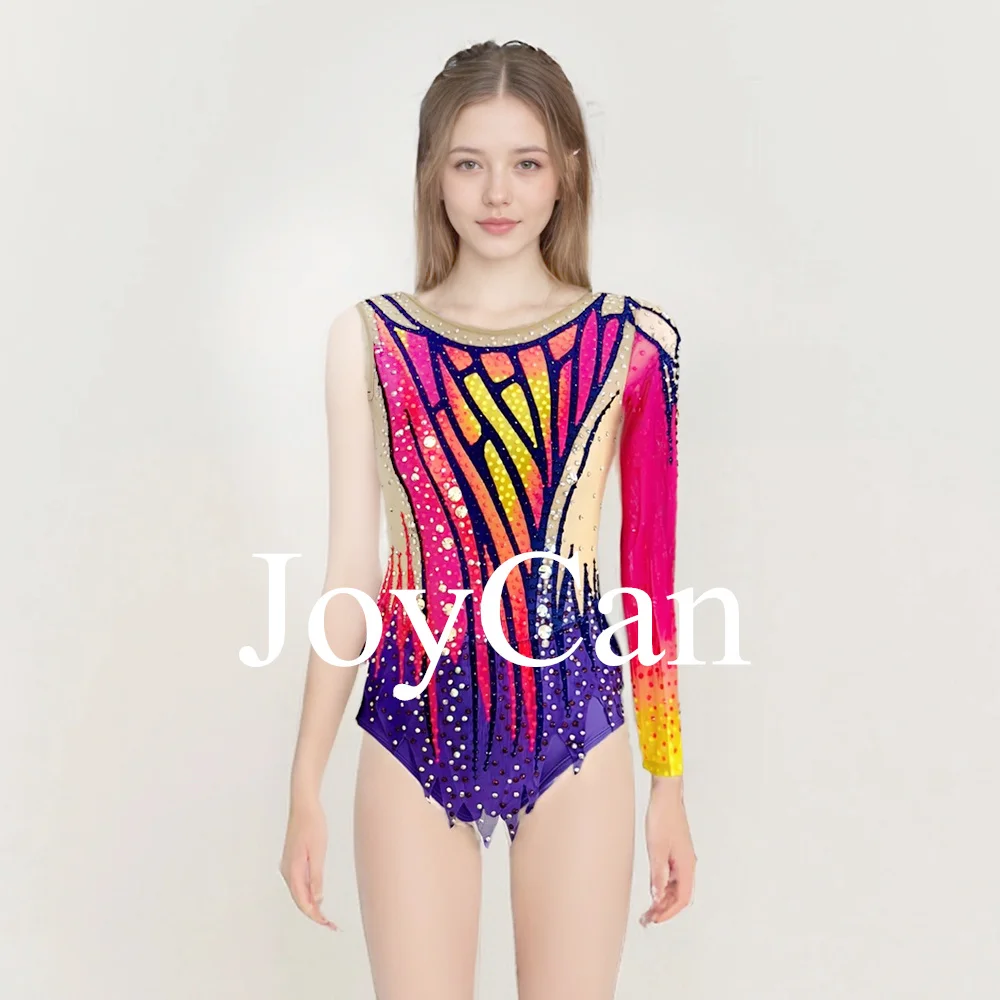 Artistic Gymnastics Leotards Colorful Spandex Unitards High Elasticity Breathable Diamond Look Rhythmic Gymnastic Costumes