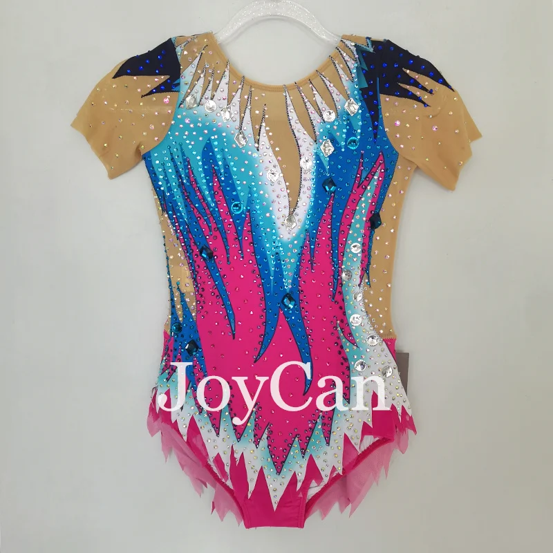 JoyCan Rhthmic Gymnastics Leotards Girls Women Pink Spandex Elegant Dance Wear for Competitiion