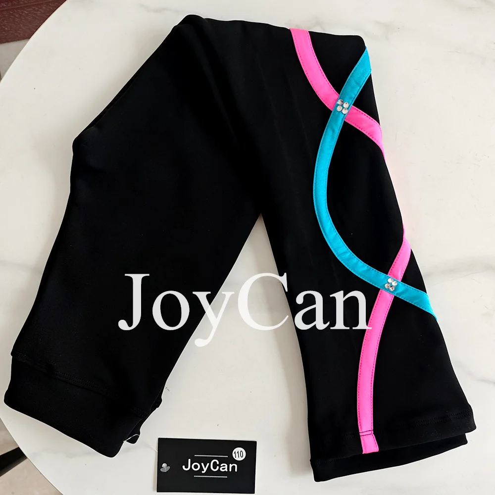 JoyCan Ice Figure Skating Pants Girls Black Training with Stones Practice Blue and Pink with Fleece Customized
