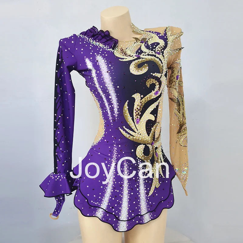 JoyCan Rhthmic Gymnastics Leotards Girls Women Purple Spandex Elegant Dance Wear for Competitiion