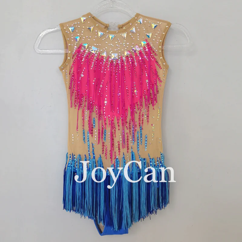 JoyCan Rhthmic Gymnastics Leotards Girls Women Pink Spandex Elegant Dance Wear for Competitiion