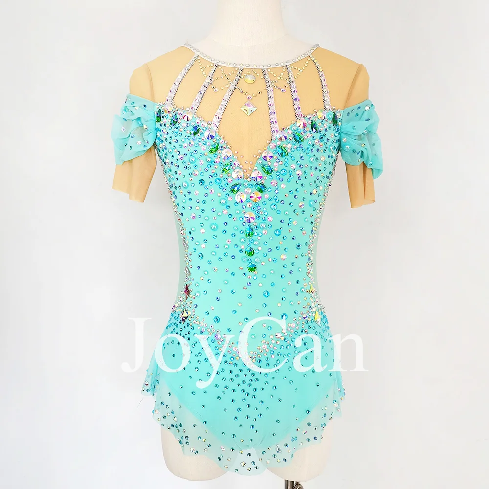 JoyCan Rhthmic Gymnastics Leotards Girls Women Blue Spandex Elegant Dance Wear for Competitiion