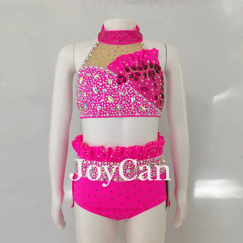 JoyCan Lyrical Dance Dress Pink Jazz Dance Costume Pole Dancing Clothes Girl Performance Training