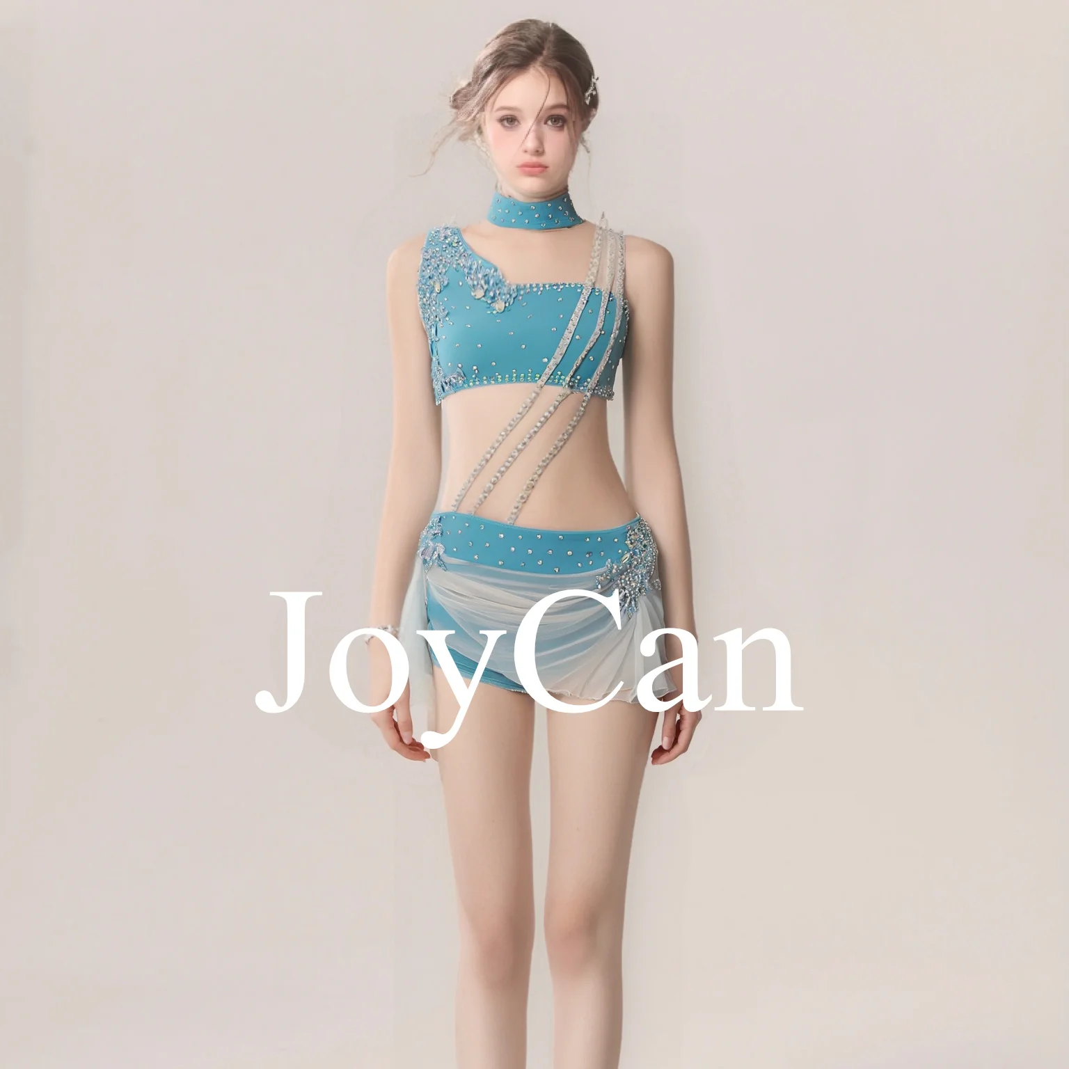 JoyCan Lyrical Two-Piece Dance Dress Printed Performance Wear for Girls Stage Dance and Ballet for Performance