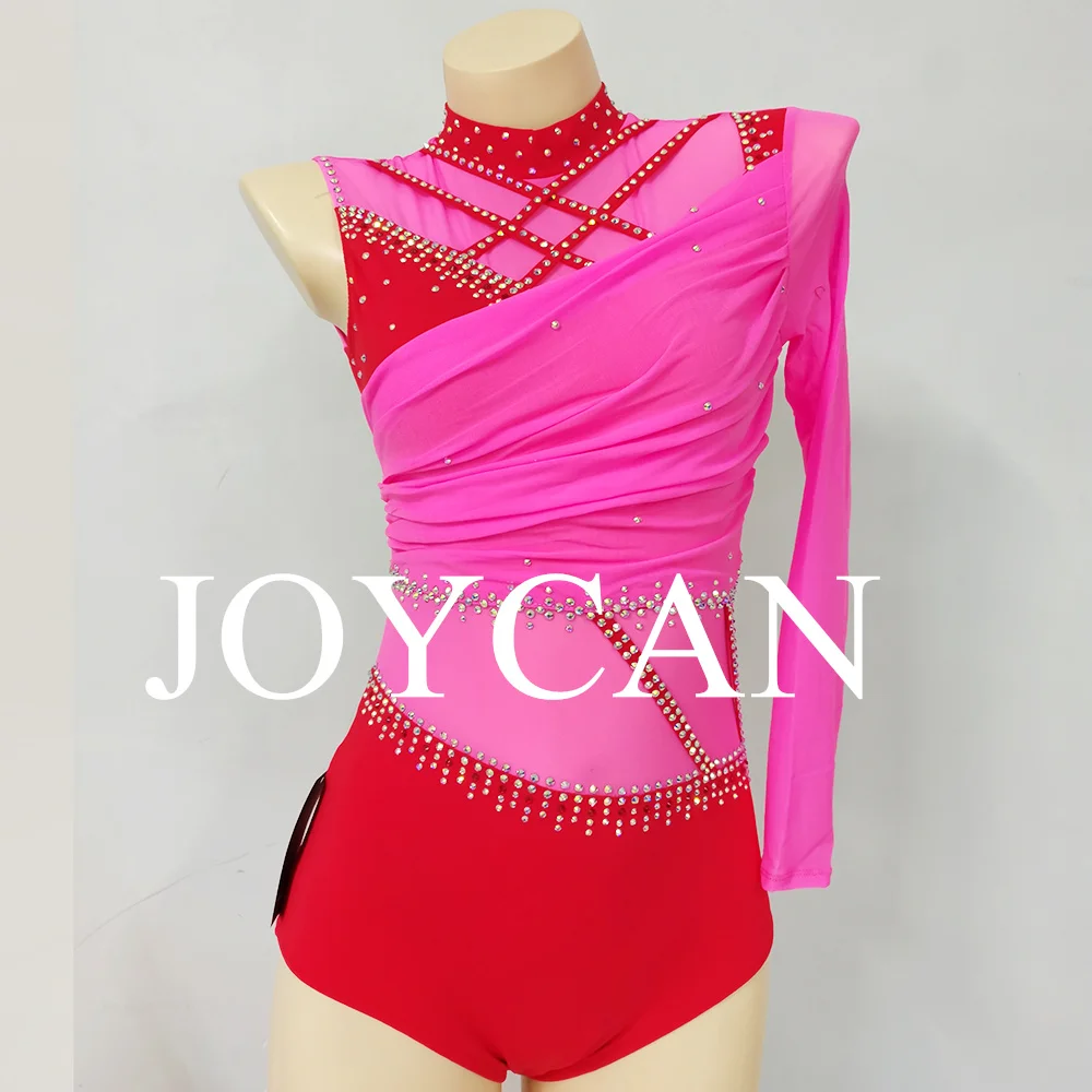 JoyCan Lyrical Dance Dress Hot Pink Jazz Dance Costume Pole Dancing Clothes Girl Performance Training