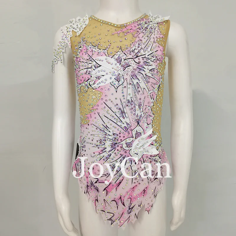 JoyCan Rhthmic Gymnastics Leotards Girls Women Pink Spandex Elegant Dance Wear for Competitiion