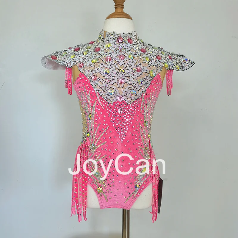 JoyCan Rhthmic Gymnastics Leotards Girls Women Pink Spandex Elegant Dance Wear for Competitiion