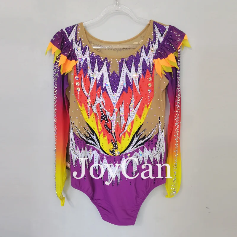 JoyCan Rhthmic Gymnastics Leotards Girls Women Purple Spandex Elegant Dance Wear for Competitiion