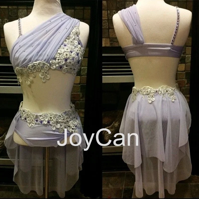 JoyCan Lyrical Dance Dress Light Purple Jazz Dance Costume Pole Dancing Clothes Girl Performance Training
