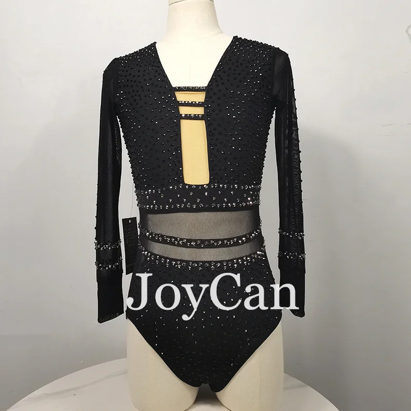 JoyCan Rhthmic Gymnastics Leotards Girls Women Black Spandex Elegant Dance Wear for Competitiion