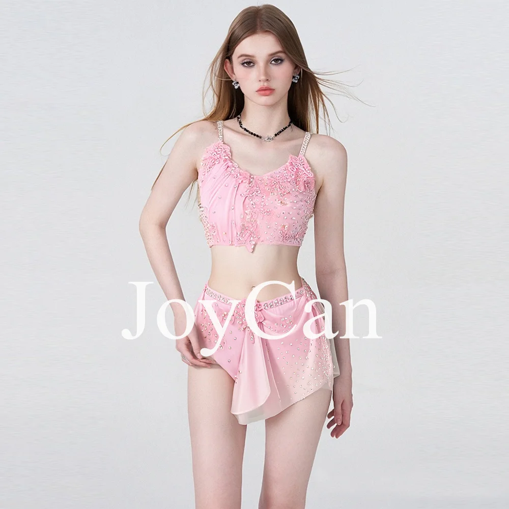 JoyCan For Customizable Lyrical Dance Dress for Children Sleeveless Pole Dance Luxury Flash Drill