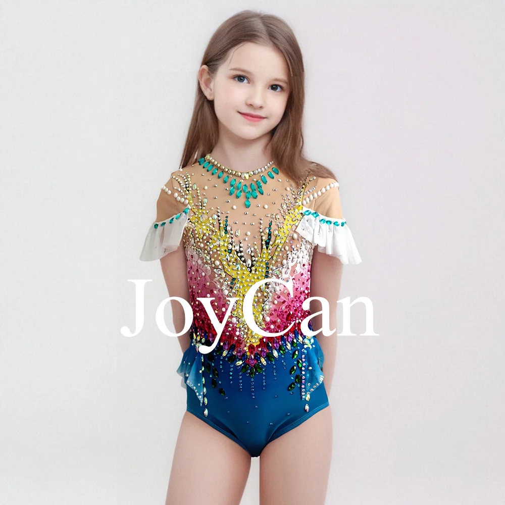 JoyCan Rhthmic Gymnastics Leotards Girls Women Pink Spandex Elegant Dance Wear for Competitiion