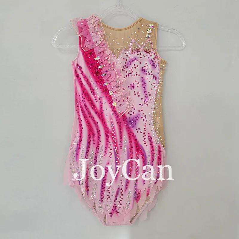 JoyCan Rhthmic Gymnastics Leotards Girls Women Pink Spandex Elegant Dance Wear for Competitiion
