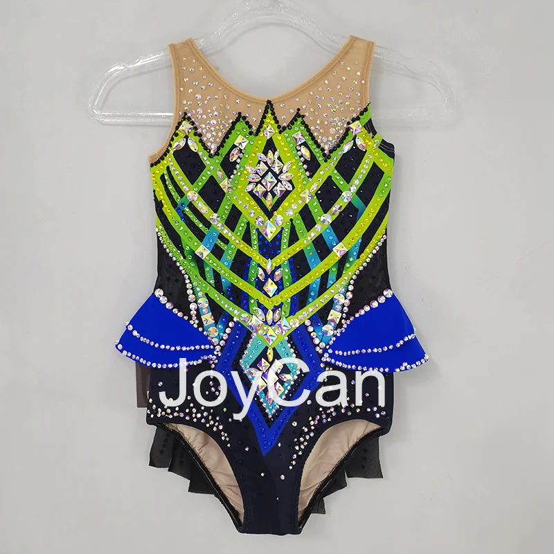 JoyCan Rhthmic Gymnastics Leotards Girls Women Green Spandex Elegant Dance Wear for Competitiion