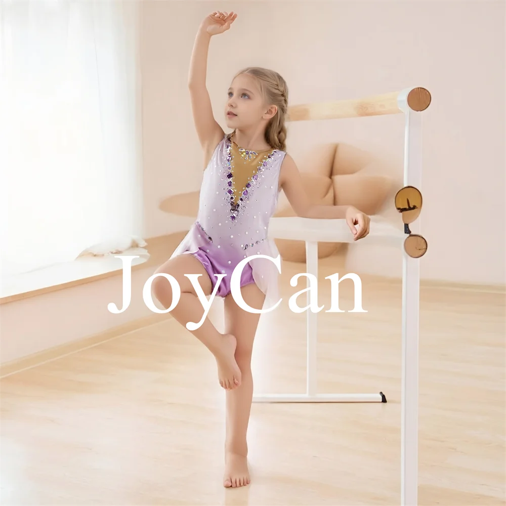 JoyCan Rhthmic Gymnastics Leotards Girls Women Blue Spandex Elegant Dance Wear for Competitiion