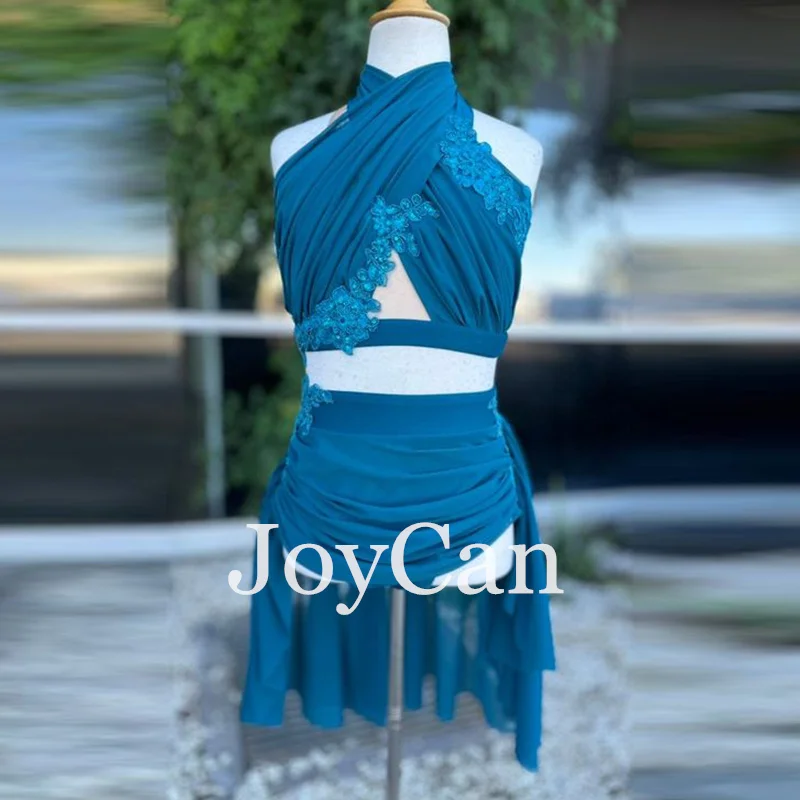 JoyCan Lyrical Dance Dress Blue  Jazz Dance Costume Pole Dancing Clothes Girl Performance Training