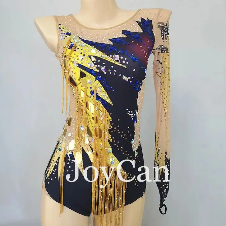 JoyCan Rhthmic Gymnastics Leotards Girls Women Black Spandex Elegant Dance Wear for Competitiion