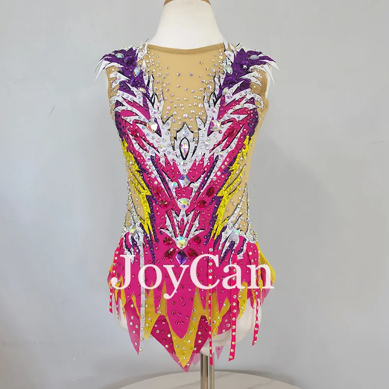 JoyCan Rhthmic Gymnastics Leotards Girls Women Pink Spandex Elegant Dance Wear for Competitiion