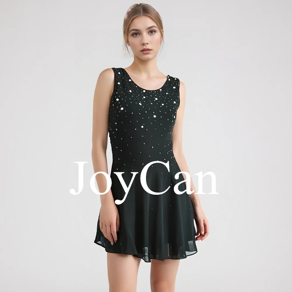 JoyCan Figure skating dress Girls Women Black Spandex Elegant Dance Wear for Competitiion