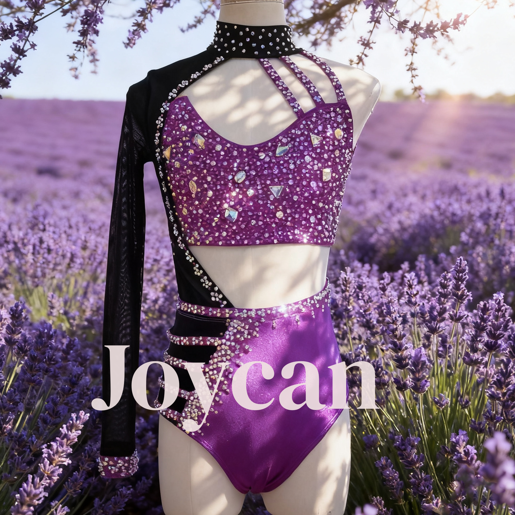 Lavender & Sparkle: The Magic of Purple Lyrical Dancewear Adorned with Diamonds